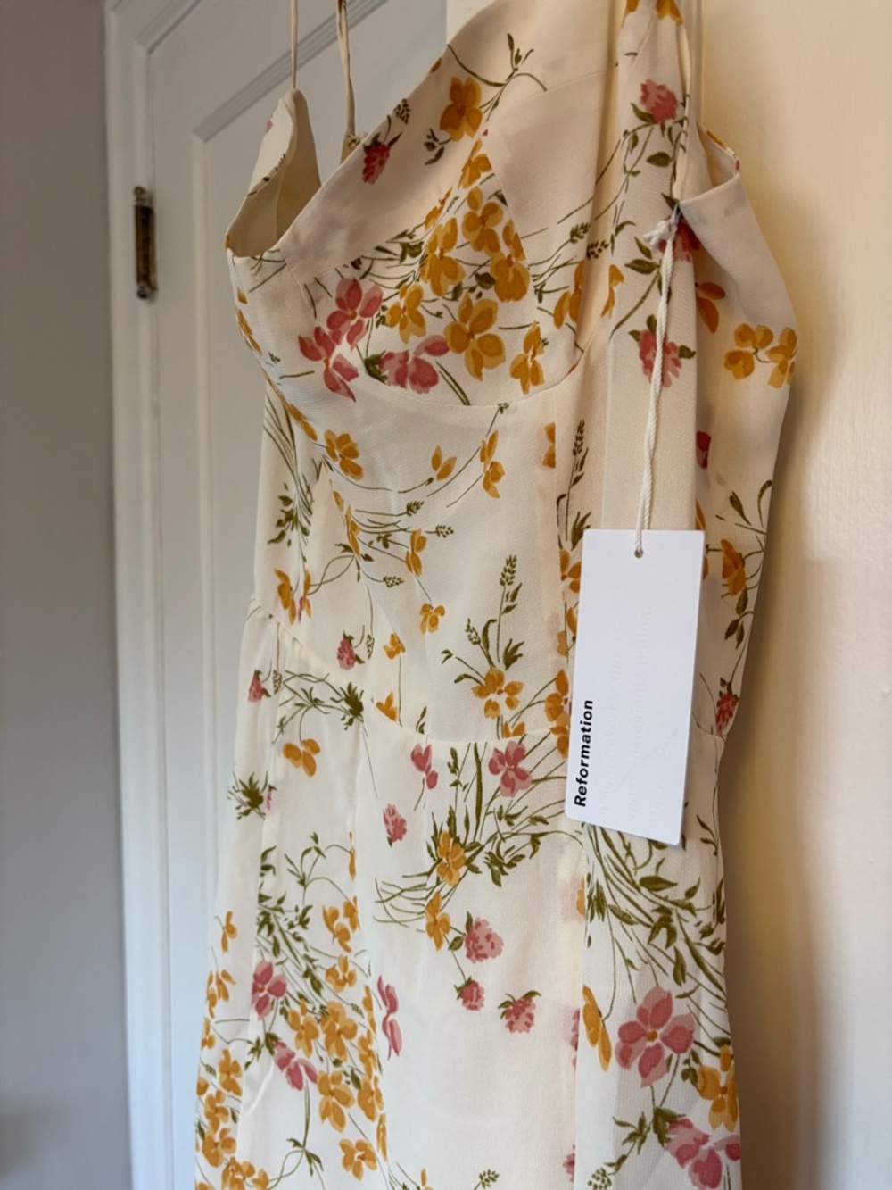 NWT Reformation Cream Floral Midi Dress - Picture 2 of 7